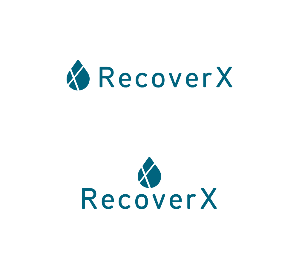 RecoverX Logo in two versions with text below and next to the logo.