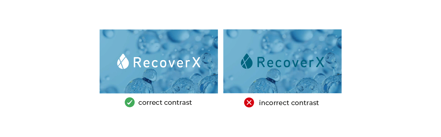 Logo for RecoverX on blue background with white text listed as correct and blue text listed as incorrect.