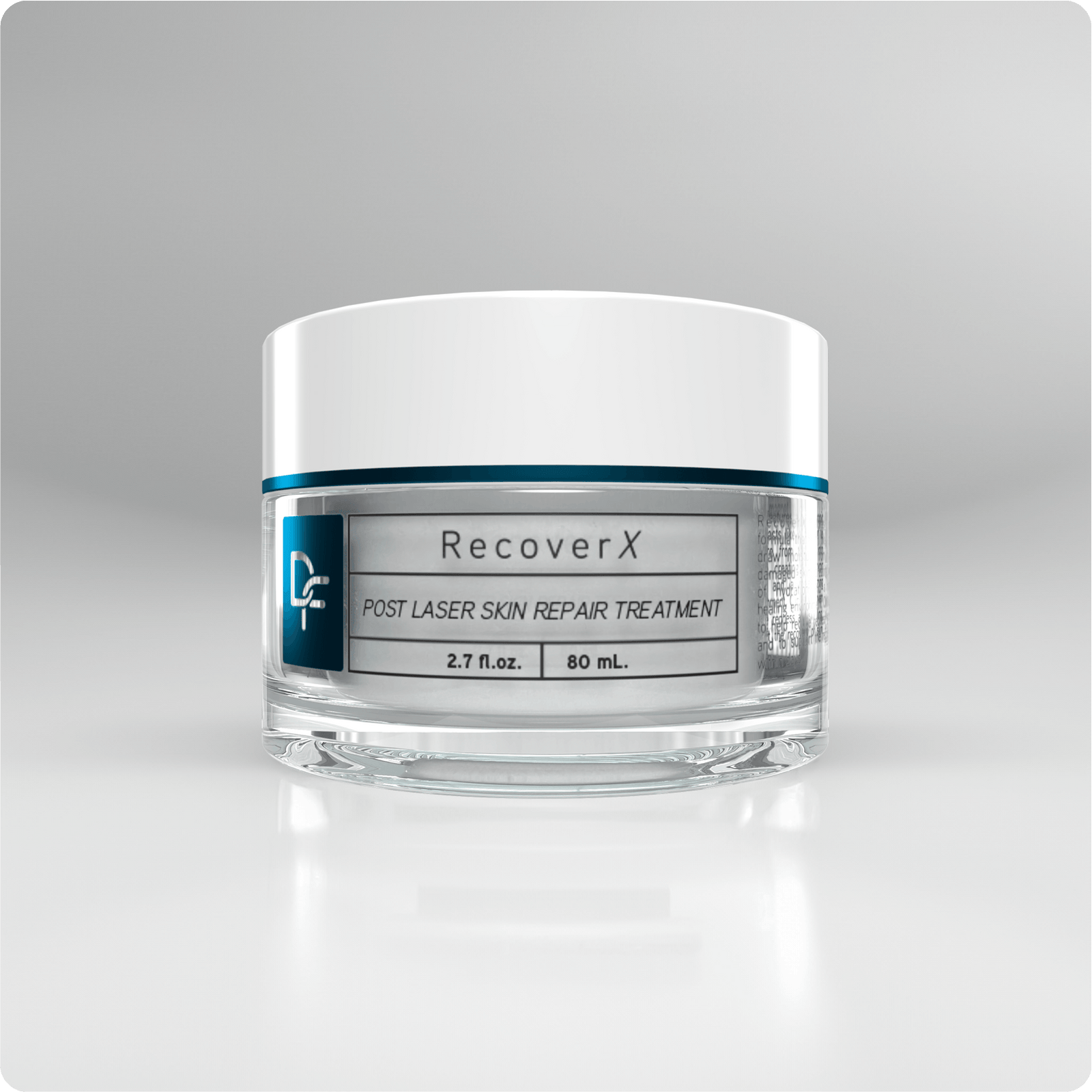 A bottle of Post Laser Skin Repair Treatment against a gray background.